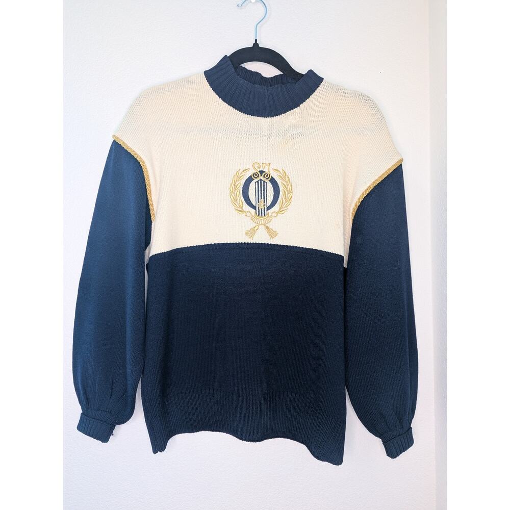 Marie Gray St. John Collection Navy Cream Nautical Sweater P